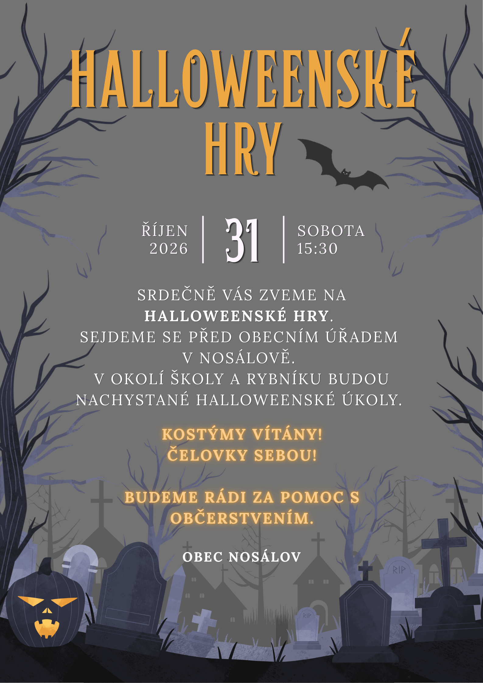 Pozvánka Halloweenské hry 2026