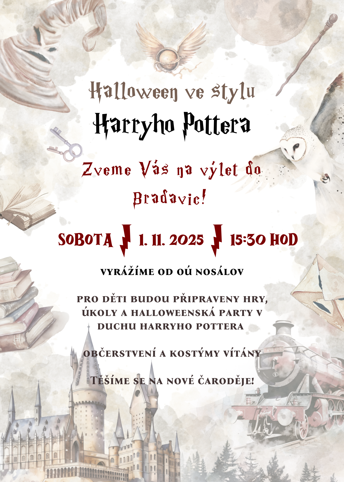 Halloween ve stylu Harryho Pottera v Nosálově dne 1. 11. 2025