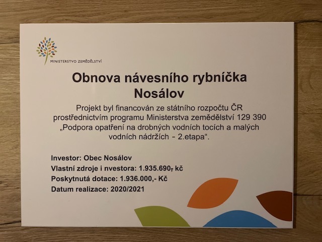 Dotace  MZe - Obnova návesního rybníčka v Nosálově