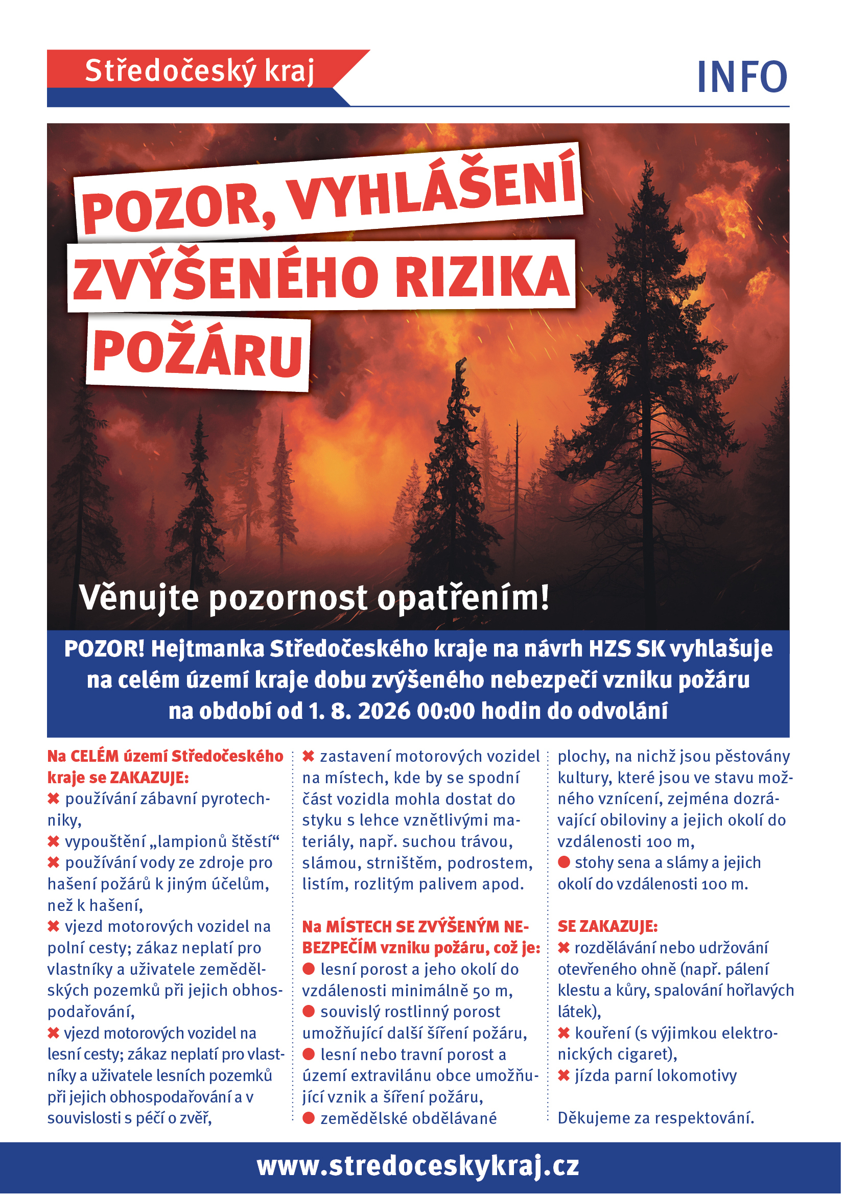 Vyhlášení období zvýšeného nebezpečí vzniku požáru