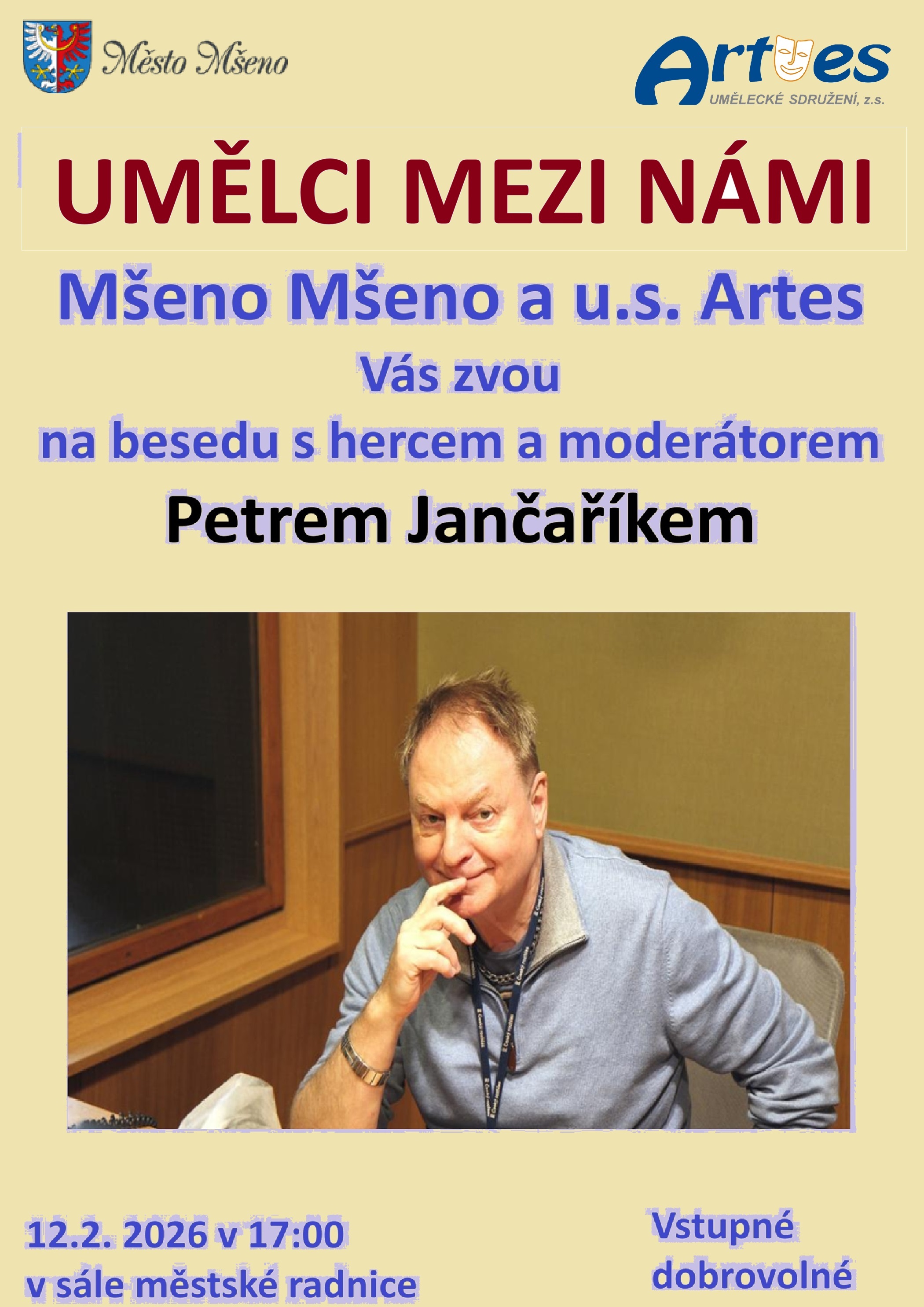  plakátek-Beseda s hercem a moderátorem Petrem Jančaříkem