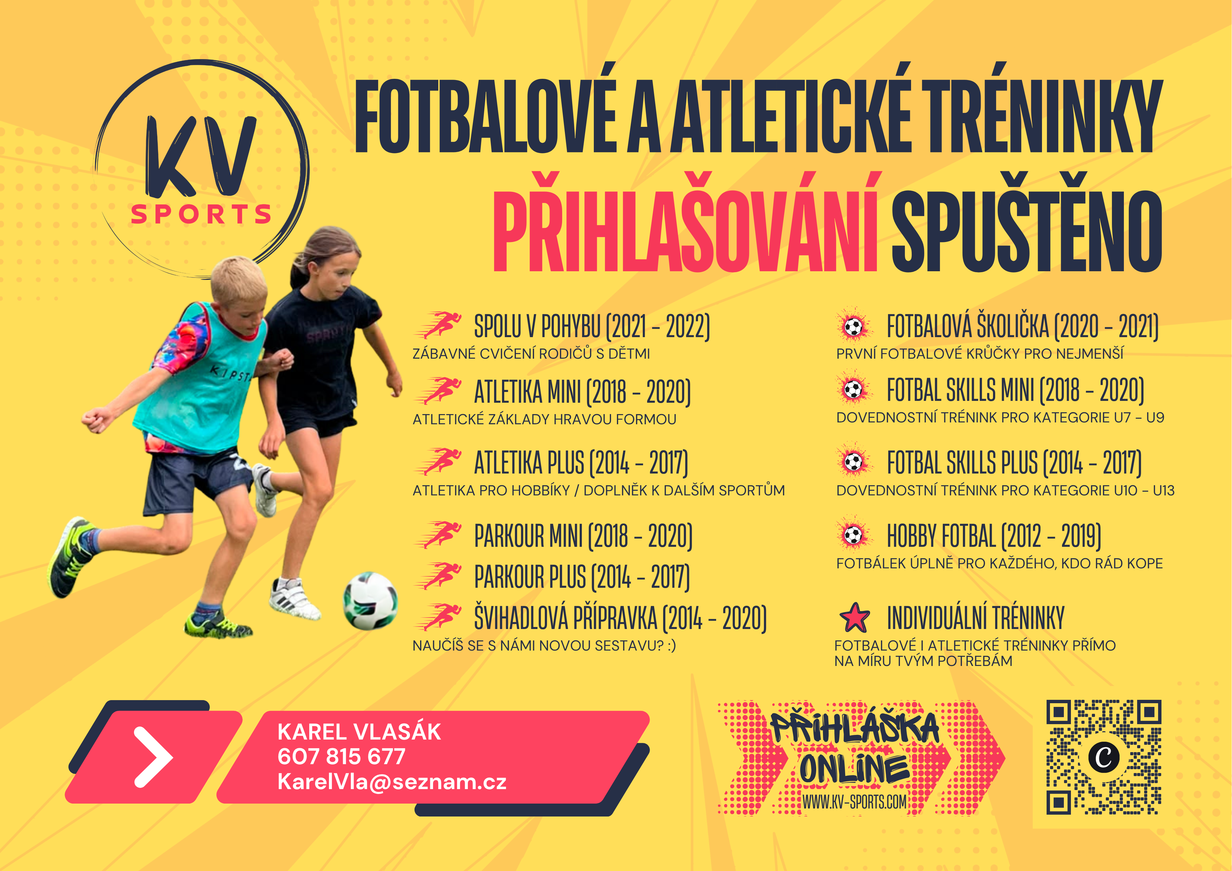 KV sports - nabídka fotbalových a atletických tréninků 2026/27