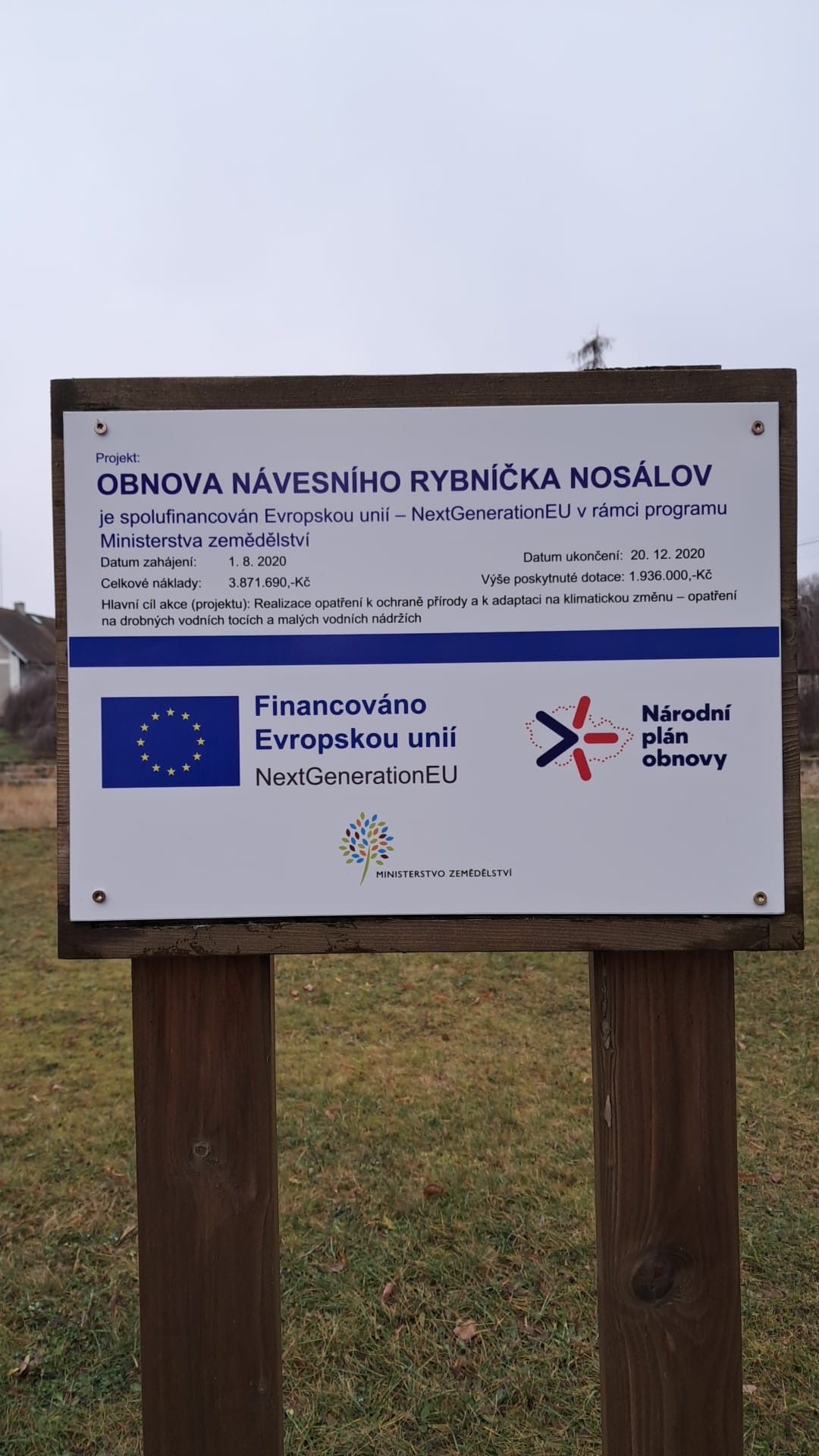 Dotace MZe - Obnova návesního rybníčka v Nosálově