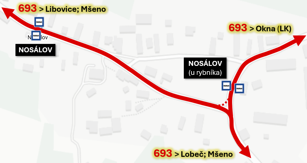 LINKA 693  - nově vytvořené školní spojení do ZŠ a MŠ Okna od 1. 9. 2025